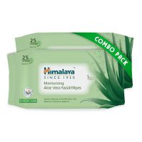 Himalaya Moisturising Aloe Vera Facial Wipes, 25 Count (Pack of 2)- Amazon
