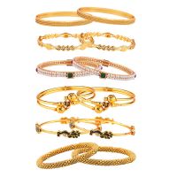 Zeneme Combo of Designer Victoria Bangles, Pearls Bangles, Trendy Gold Plated and Coinage Bangles - Pack of 12- Amazon