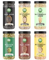 Go Vegan Combo of All Edible Seeds Pack of - 875g Boost Immunity With Healthy Chia, Pumpkin, Sunflower, Flax, Watermelon Seeds 150g Each, Muskmelon Seed 125g [Jar Pack]- Amazon