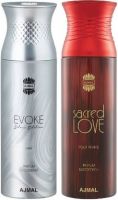 Ajmal Evoke & Sacredlove Deodorant Spray + 2 Testers Deodorant Spray  -  For Men & Women  (400 ml, Pack of 2)- Flipkart