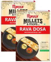 Manna Instant Multigrain Rava Dosa Ready Mix | Rava Dosa Batter | 360g (180g x 2 Packs) Serves 8 | 100% Natural Ingredients | Made with Kodo Millet, Little Millet & Jowar- Amazon