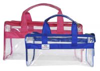 Heart Home Small Size 2 Crystal Clear Plastic Cosmetic Bags Travel PVC Vinyl Toiletry Bag, Zipper Large Transparent Waterproof Make-Up Case Organizer Bag (Pink & Blue)- Amazon