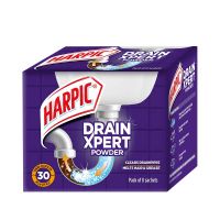 Harpic Drain Xpert Drain Cleaning Powder (50g x 8) | Removes Blockages in Pipes, Sinks & Septic Tanks| Works within 30 minutes | Melts Grease & Dissolves Hair- Amazon