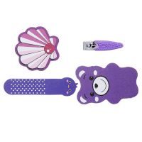 Amazon Brand - Solimo Manicure and Pedicure Kit with Nail Clipper and Three Nail Files, Purple, Pack of 4- Amazon