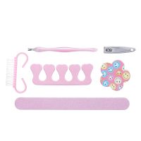 Amazon Brand - Solimo Manicure and Pedicure Kit with Brush, Nail Clipper Pack of 6- Amazon