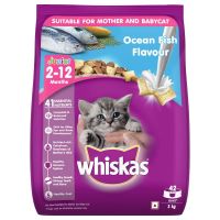 Whiskas Kitten (2-12 months) Dry Cat Food, Ocean Fish Flavour with Milk, 3kg Pack- Amazon