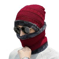 Kandid Men's and Women's Soft Warm Snow/Air Proof Fleece Knitted Woollen Beanie Winter Cap, Inside Fur with Scarf, Red, L (CAP_WITH_SCARF_RED_01)- Amazon
