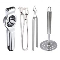 DreamBasket Stainless Steel lemon Squeezer & Pakkad & Roti Chimta & Potato Masher- Amazon