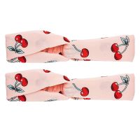 Amazon Brand - Solimo Makeup Elastic Hair Bands with Cherry Design, Peach, Pack of 2- Amazon