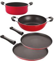 Nirlon Non-Stick Aluminium 4 Piece Non-Induction Pots and Pans Combo Gift Set- Amazon