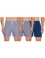 HammerSmith Cotton Men's Checks Boxers (Pack of 3) Relaxed Casual Shorts- Amazon
