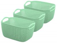 Kuber Industries Q-5 Unbreakable Plastic 3 Pieces Multipurpose Medium Size Flexible Storage Baskets/Fruit Vegetable Bathroom Stationary Home Basket with Handles (Light Green)- Amazon