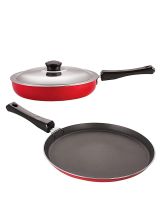 Nirlon Kitchen Pots & Pans Premium Quality Non Stick 2 Pieces Cookware Set (Red)- Amazon