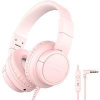 Tribit Headphones with Mic, Girls Headphones Wired Over Ear Headsets with Limited Volume 85dB/ 94dB, 3.5mm Jack Compatible Smartphones Tablet, Pink Headphones- Amazon