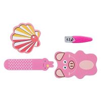 Amazon Brand - Solimo Manicure and Pedicure Kit with Three Nail Files and Nail Clipper, Pink, Pack of 4- Amazon