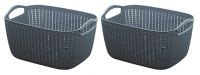 Kuber Industries Q-6 Unbreakable Plastic 2 Pieces Multipurpose Large Size Flexible Storage Baskets/Fruit Vegetable Bathroom Stationary Home Basket with Handles (Grey)- Amazon