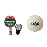 Stag Power Drive Plus Table Tennis Racquet | 174 Grams | Intermediate | ITTF Approved Rubber | Multi- Color- Amazon