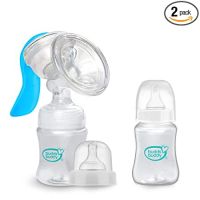 BuddsBuddy 2 in 1 Manual Breast Pump with Regular Neck & Wide Neck Feeding Bottles | Gentle & Easy to Operate | Adjustable Suction Strength | Soft Cushion Breast Pump For All Size | Blue- Amazon