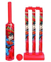Zitto Superman Senior Cricket Set with 1 Plastic Bat and Ball, 3 Wickets, Base and Bail- Amazon