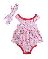 [Size 6 Months-9 Months] BUMZEE Fancy Bodysuit With Hair Band For Baby Girl- Amazon