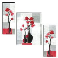 Indianara Set of 3 Flowers in Vases MDF Art Painting (3256FL) without glass 4.5 X 12, 9 X 12, 4.5 X 12 INCH- Amazon