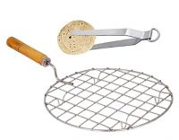 Dynore Stainless Steel Papad Jali 22 cm with Chimta 28 cm - Set of 2 Kitchen Tools- Amazon