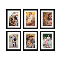 Amazon Brand - Solimo Set of 6 Photo Frames With Mount Paper (6 X 8 Inch - 6), Black- Amazon