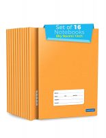 WOODSNIPE Soft Brown Cover Big Maths Square Ruled Notebooks | Square 1 inch | 176 Pages A5 Size |18 cm x 24 cm Approx |Pack of 16 Books | GSM 60- Amazon