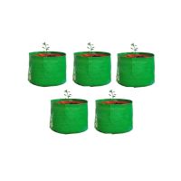 Go Hooked Terrace Gardening Leafy Vegetable Green with Orange UV Treated Grow Bags | 22 cm X 22 cm | Pack of 5 | Roof Top Balcony Gardening | High Density Polyethylene- Amazon