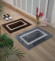 Multicolor Geometric Cotton Blend 24x16 Inches AntiSkid Bath Mats (Set of 2), By Story@Home- Pepperfry