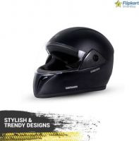 Flipkart SmartBuy Strength Full Face with Clear Visor Riding Gear Motorsports Helmet  (Matt Black)- Flipkart