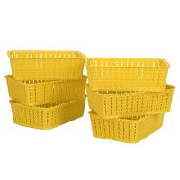Cutting EDGE Plastic Multipurpose Sturdy Storage Baskets For Cosmetics Office Fruit Vegetable Bathroom Stationary Home Basket with Handle - Yellow (Set of 6, Mini)- Amazon