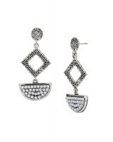 Carlton London Women's Silver Metal Artificial Beads Set of 1 Post and Back Rhodium-Plated Drop Earrings FJE2386- Amazon