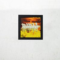 eCraftIndia 'Running Lucky Horses' UV Art Painting (Synthetic Wood, 30.48 cm x 1.27 cm x 30.48 cm, Yellow)- Amazon