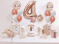AMFIN® (Pack of 11) 32 Inch 4 Number Rose Gold Foil Balloon Combo with Confetti & Metallic Balloons Bouquet- Amazon