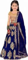 ELQPRI Girls Lehenga Choli Ethnic Wear Embroidered Lehenga, Choli and Dupatta Set  (Dark Blue, Pack of 1)- Flipkart