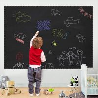 Shelzi Black Board Self-Adhesive Wall Sticker, Removable Chalkboard Vinyl Contact Paper Roll with 5 Colourful Chalks and Wallpaper Decal- Amazon