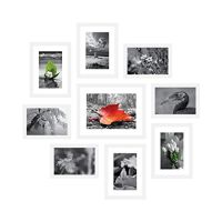 Amazon Brand - Solimo Collage Set of 9 Photo Frames ( 5 X 7 Inch - 4, 6 X 8 Inch - 4 & 8 X 10 Inch - 1) , White- Amazon