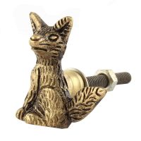 Indian-Shelf 2 Piece Gold Knobs -Brass Drawer Knob - Fox Main Door Handle Set - 3.55 cm Drawer Pulls- Amazon