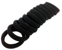 Glitteria Hair Pony Tail Holder Highly Elastic Black Rubber Bands, 12 Bands (AMP-SB-25-B-CNBAND)- Amazon