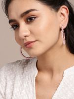 Sangria Pink & Gold-Toned Beaded Circular Hoop Earrings- Myntra