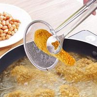 Black Olive Stainless Steel Snack Fryer,Filter Spoon with Clip/Multi-Functional Oil Mesh Colander/Kitchen Serving Tongs,Standard,Silver- Amazon