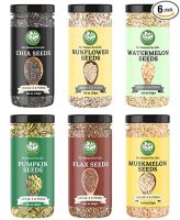 Go Vegan Combo of All Edible Seeds Pack of - 875g Boost Immunity With Healthy Chia, Pumpkin, Sunflower, Flax, Watermelon Seeds 150g Each, Muskmelon Seed 125g [Jar Pack]- Amazon