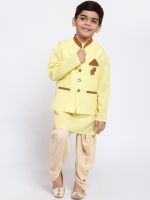 MAXENCE Boys Yellow Layered Linen Kurta with Dhoti Pants- Myntra
