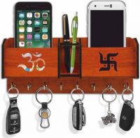 Kindly Designer Key Holders With Phone Stand Key Hanger For Home Key Stand For Wall Wood Key Holder  (8 Hooks, Brown)- Flipkart