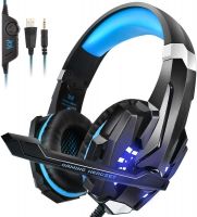 Kotion Each: Over The Ear Wired Headsets With Mic & Led - G9000 Edition For Pc/ Ipad/ Iphone/ Tablets/ Mobile Phones (Black/Blue)- Amazon