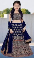 BEST ZONE Indi Girls Lehenga Choli Ethnic Wear Embroidered Lehenga, Choli and Dupatta Set  (Dark Blue, Pack of 1)- Flipkart