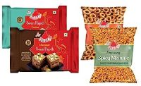 Bambino Soan Papdi Chocolate I Coconut 200 Gms X Pack of 2 (400 Gms) & Namkeens Chegodi I Spicy Mixture 130 Gms X Pack of 2 (260 Gms)- Amazon