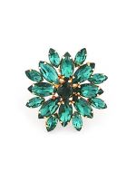 ZAVERI PEARLS Green Dazzling Stones Flower Shape Contemporary Adjustable Finger Ring For Women-ZPFK11447- Amazon