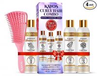 Kayos - Curly Hair Care Combo - Grapeseed Shampoo, Avocado Conditioner, Flaxseed Hair Gel and Free Curly Hair Brush (3x200ml) | Curly Hair Shampoo, Conditioner, Hair Gel, Hair Comb- Amazon